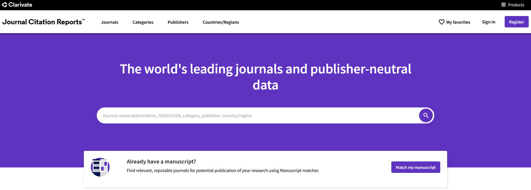 Strona główna bazy Journal Citation Reports